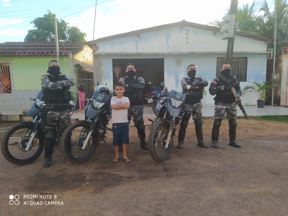 Garoto em Itaituba que sonha em ser Polícial Militar comemora aniversário com Guerreiros da ROCAM