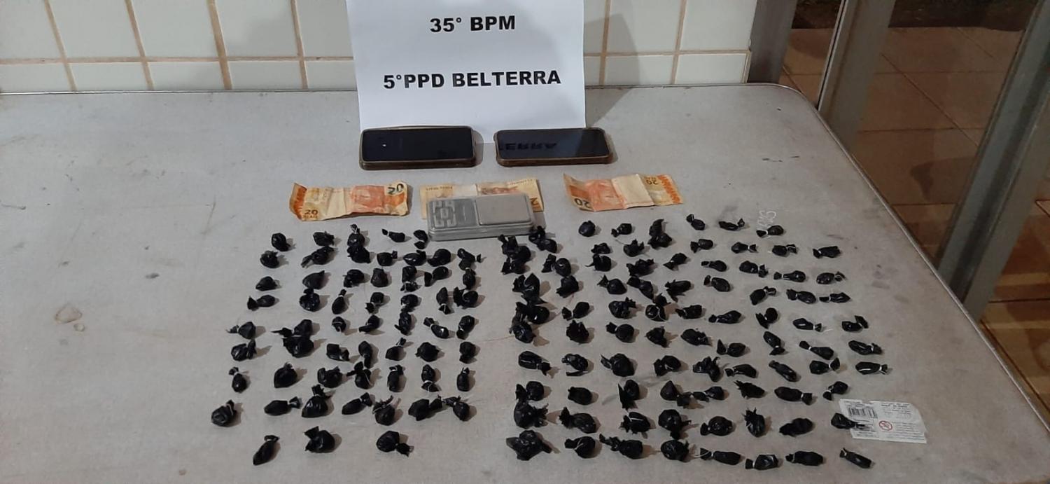Entorpecentes e elementos presos pela PM no município de Belterra