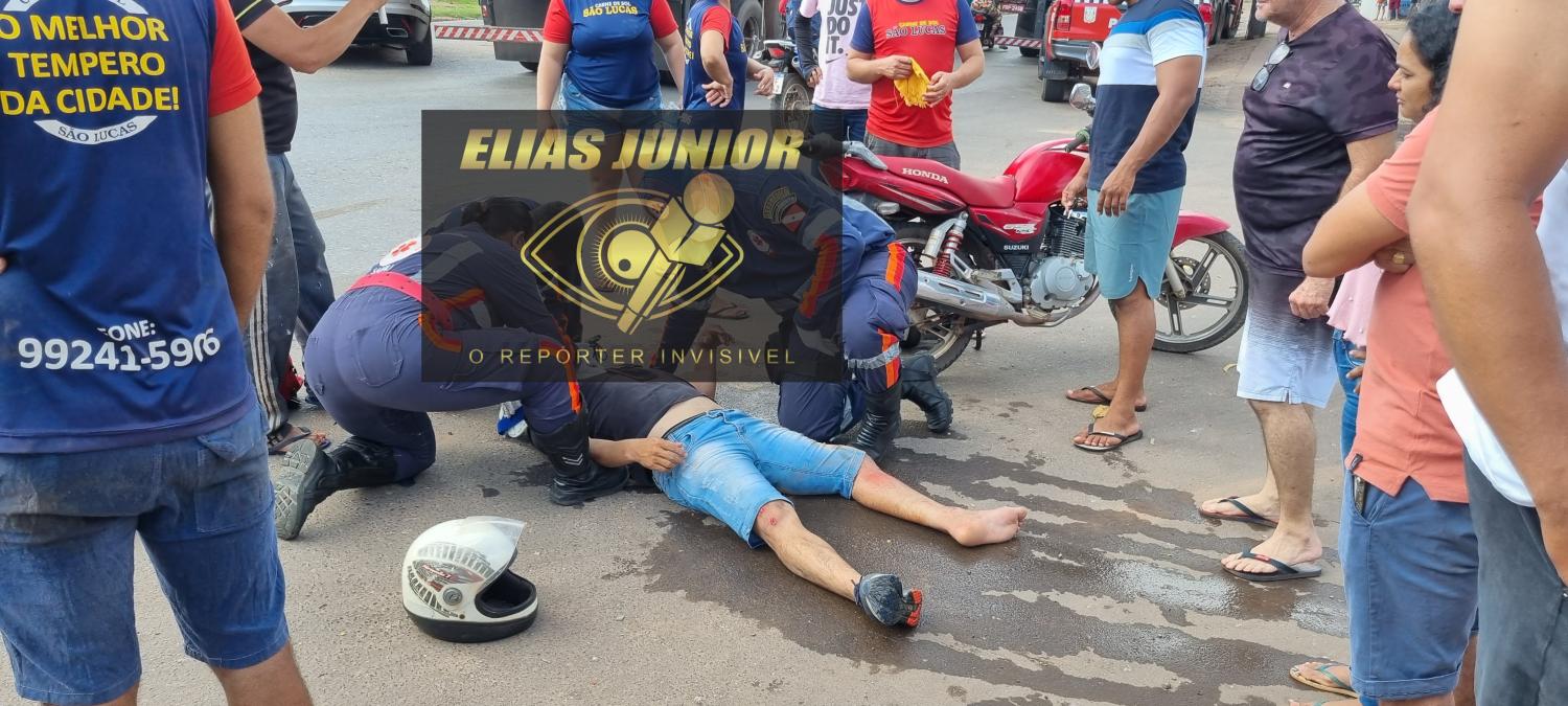 Carreta passa em cima da perna de motoqueiro na Cuiabá próximo viaduto