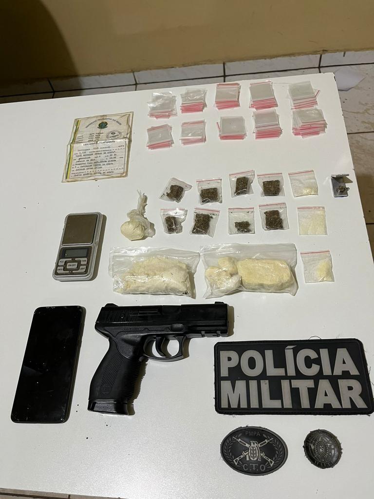 Em REDENÇÃO no Pará elemento preso com entorpecentes e simulacro