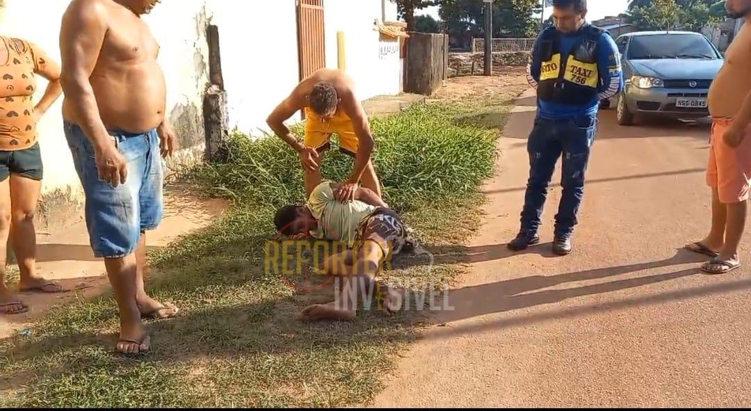 Elemento amarrado por populares no bairro de Santana