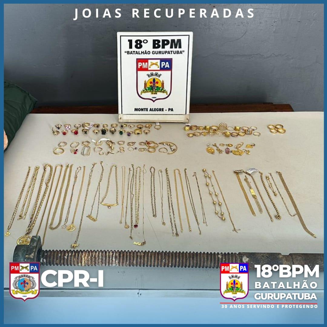 127 JÓIAS AVALIADAS EM MAIS DE 100 MIL SÃO RECUPERADAS PELA PM