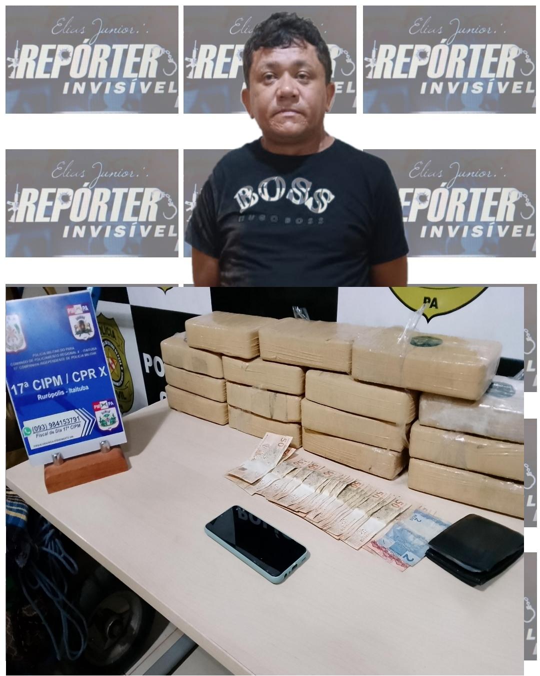 Elemento preso com entorpecentes pela PM  em Rurópolis