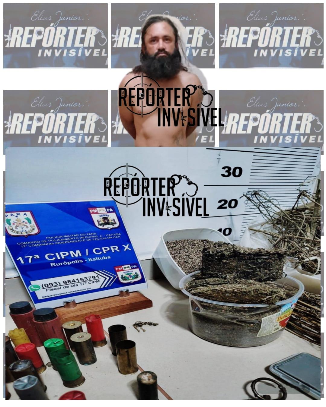 Homem preso pela PM por porte ilegal de arma de fogo e cultivo de maconha