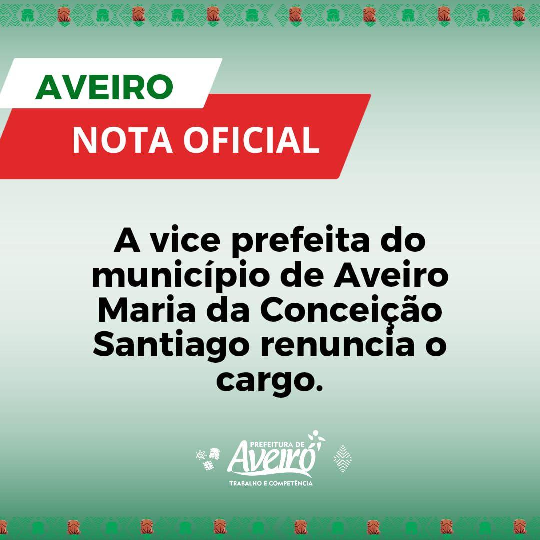 Nota da prefeitura de Aveiro