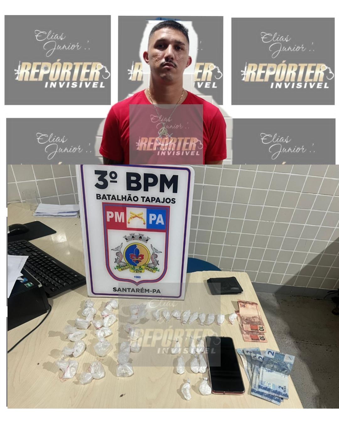 Preso por suspeita de tráfico pelos policiais do 3° BPM