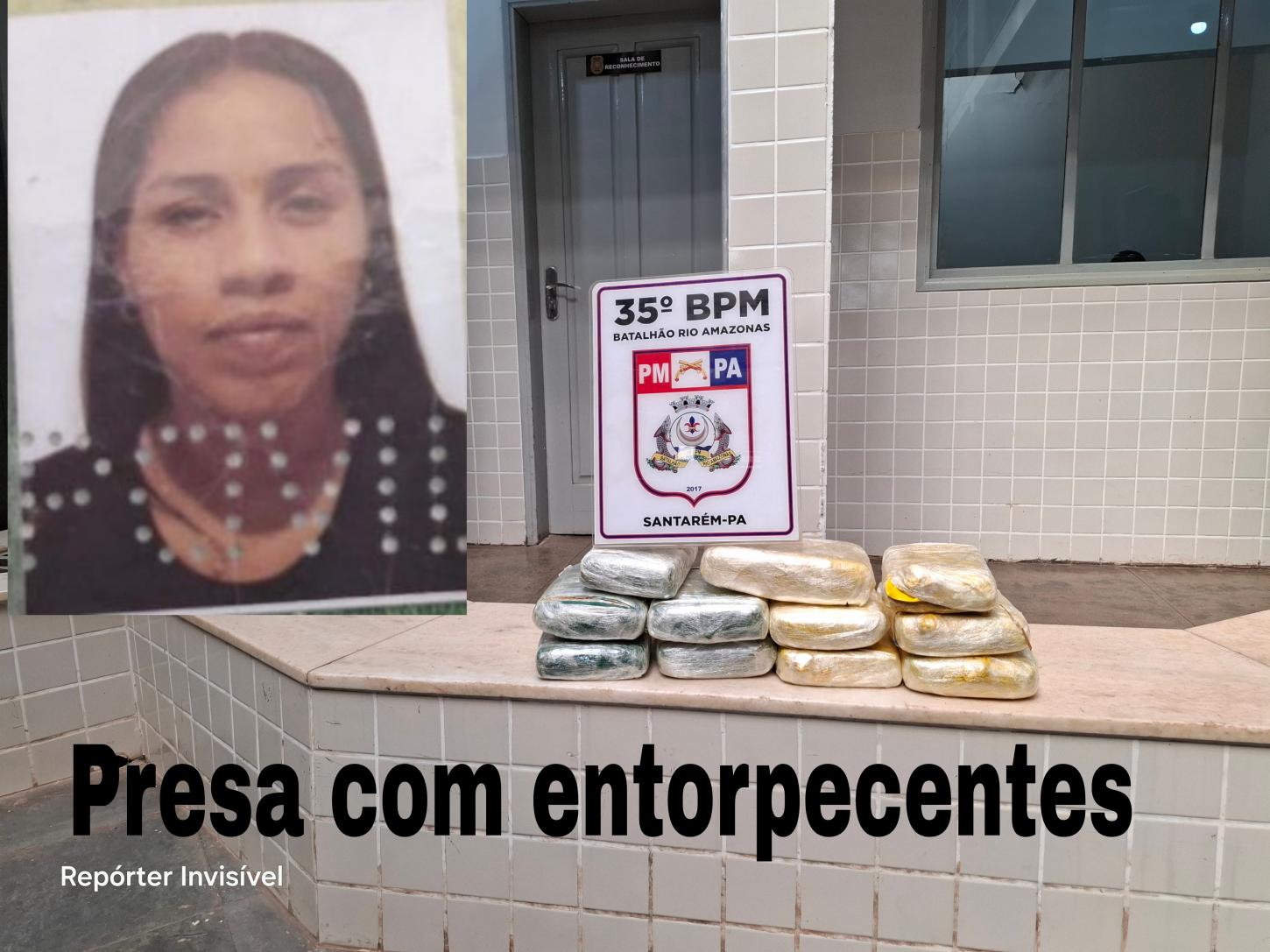 Mulher presa pelo 35°BPM dentro de ônibus com entorpecentes