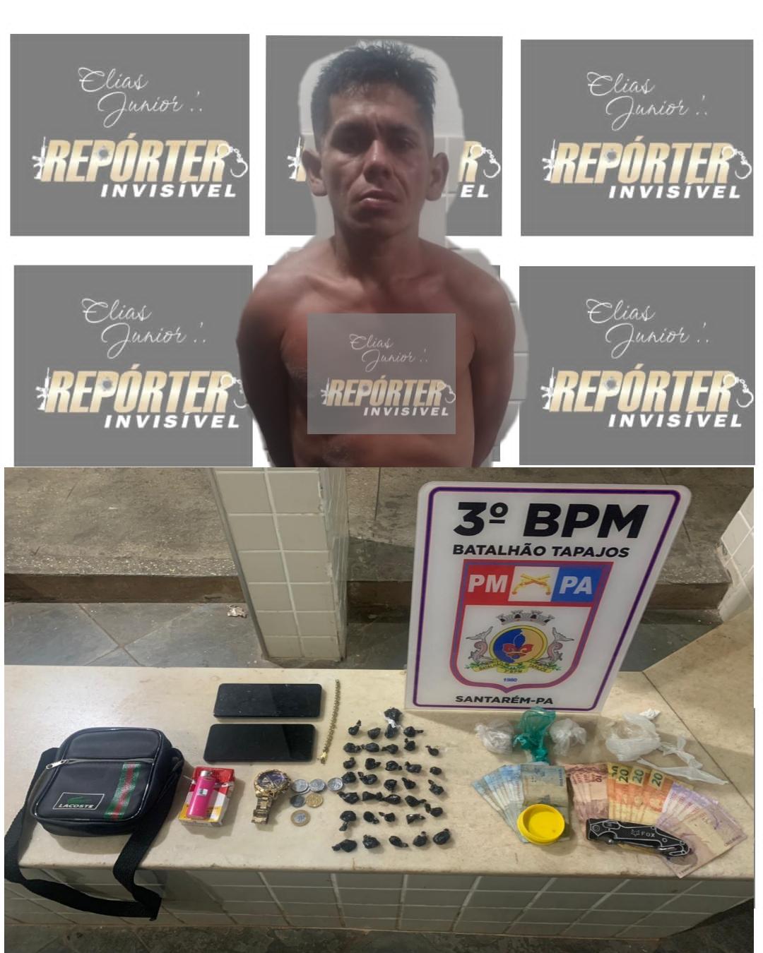 Preso por tráfico pela PM ao comando do Tenente Emídio