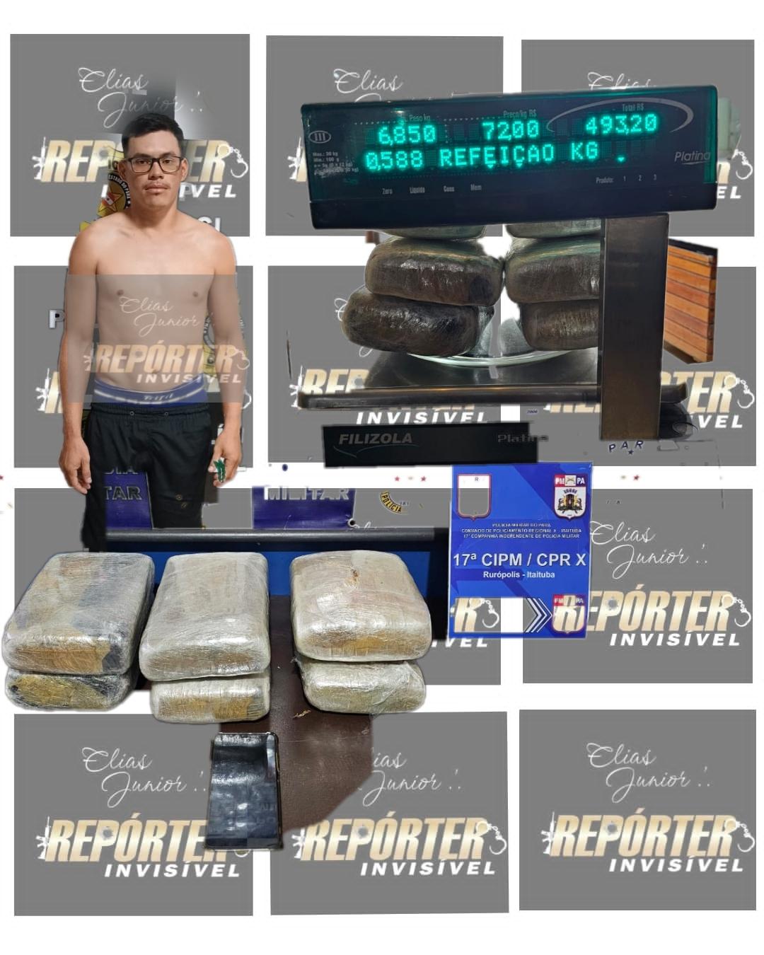 Jovem que vinha de Itaituba em ônibus preso pela PM  com entorpecentes em Rurópolis