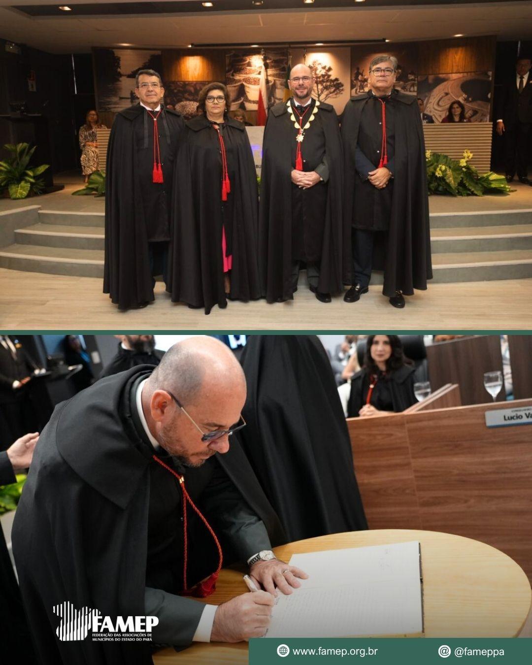 Presidente da FAMEP - Nélio Aguiar , parabeniza Presidente Lúcio Vale e novos dirigentes do TCMPA