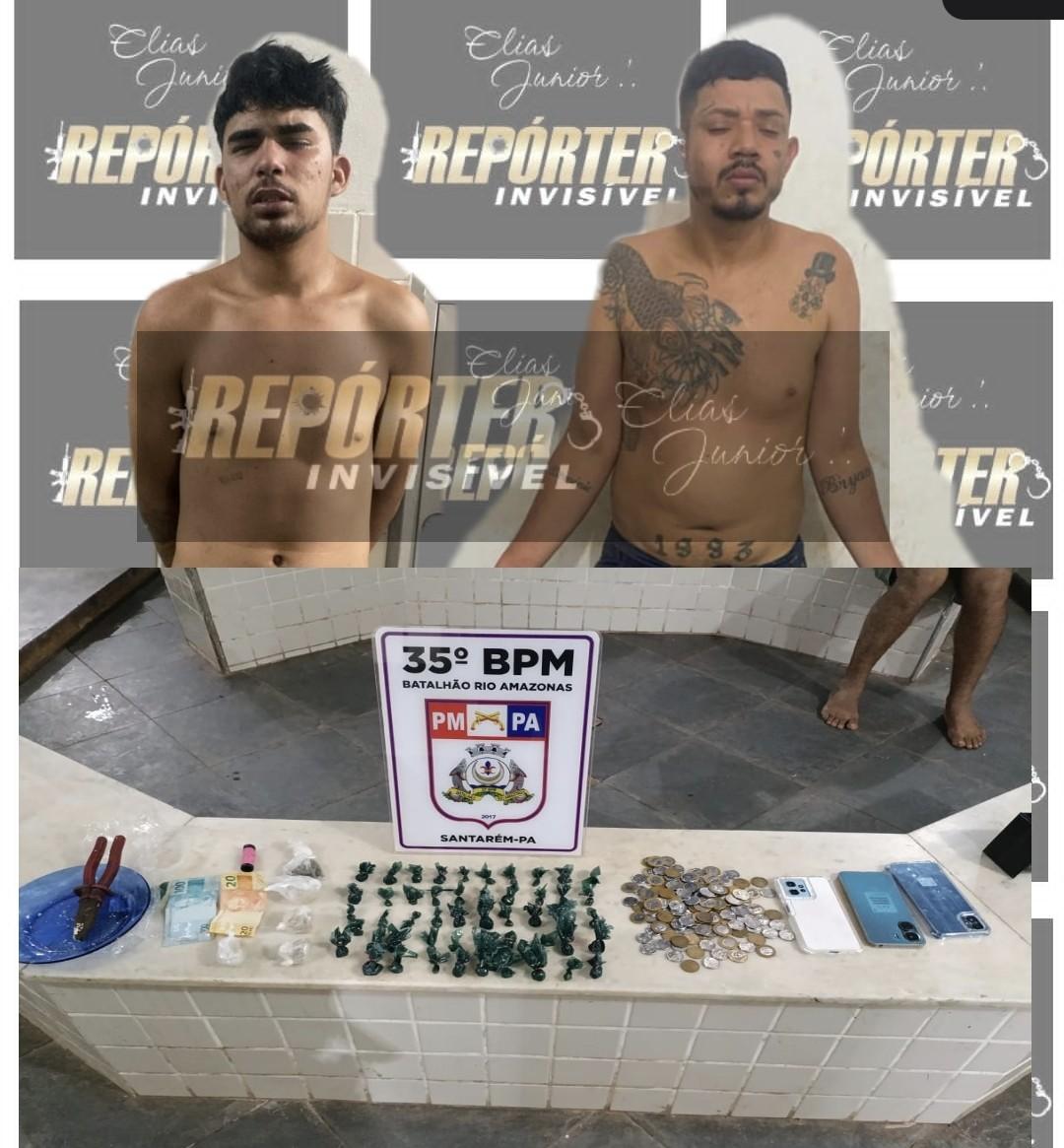 Dupla presa pelo 35° BPM no Tabocal por tráfico de drogas