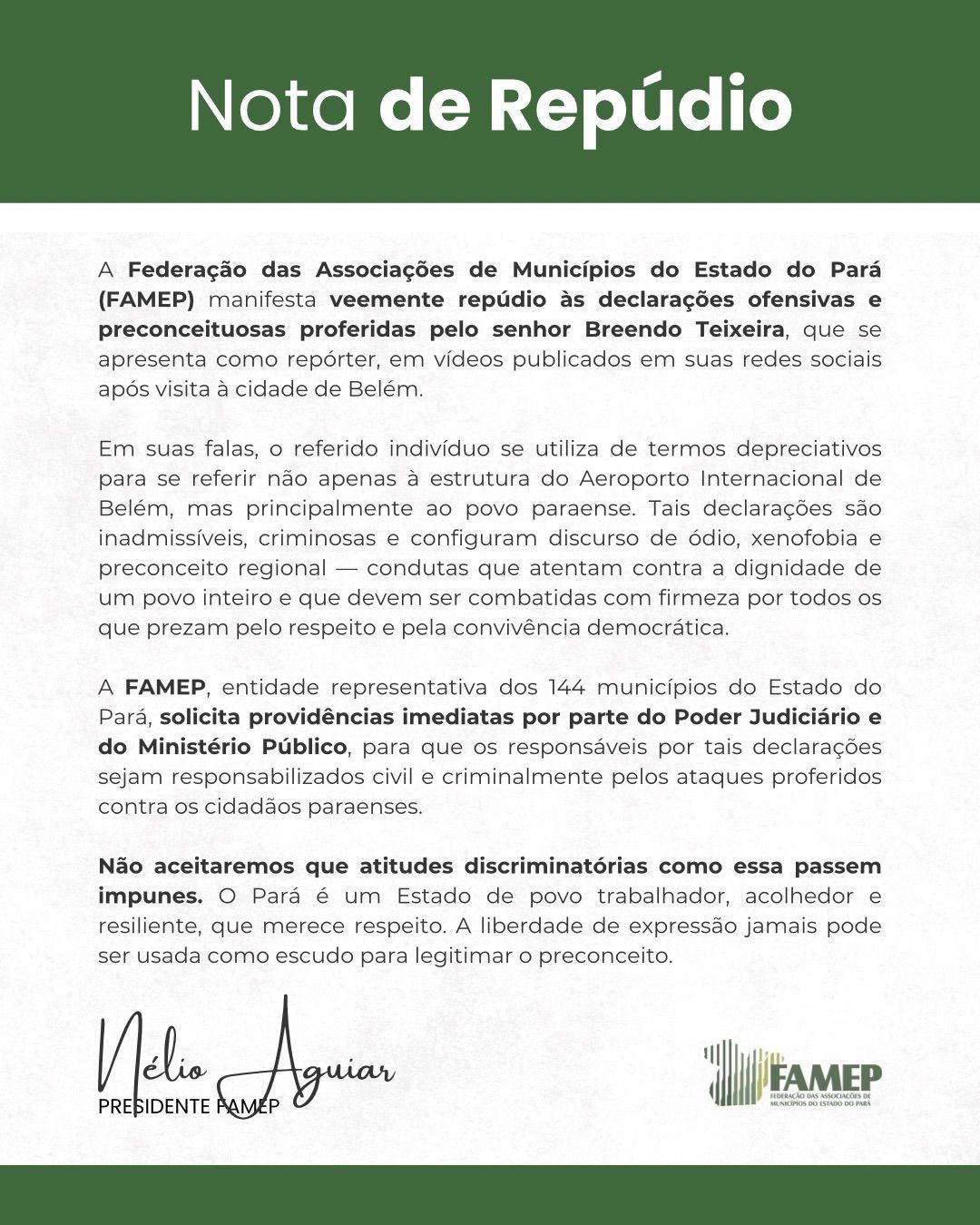 NOTA DE REPÚDIO FAMEP