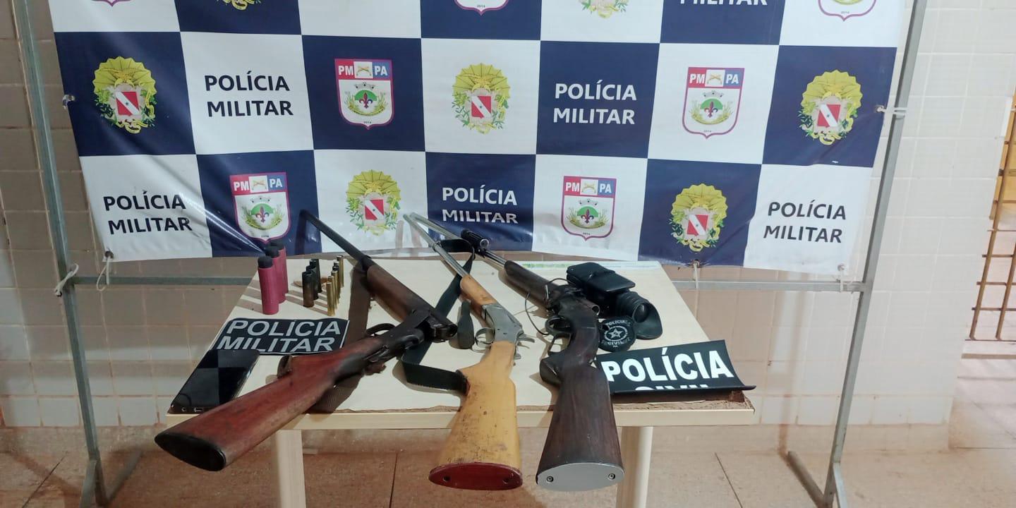 Em Almeirim PM e Policia Civil prende suspeitos de Porte ilegal de arma de fogo e ameaças 